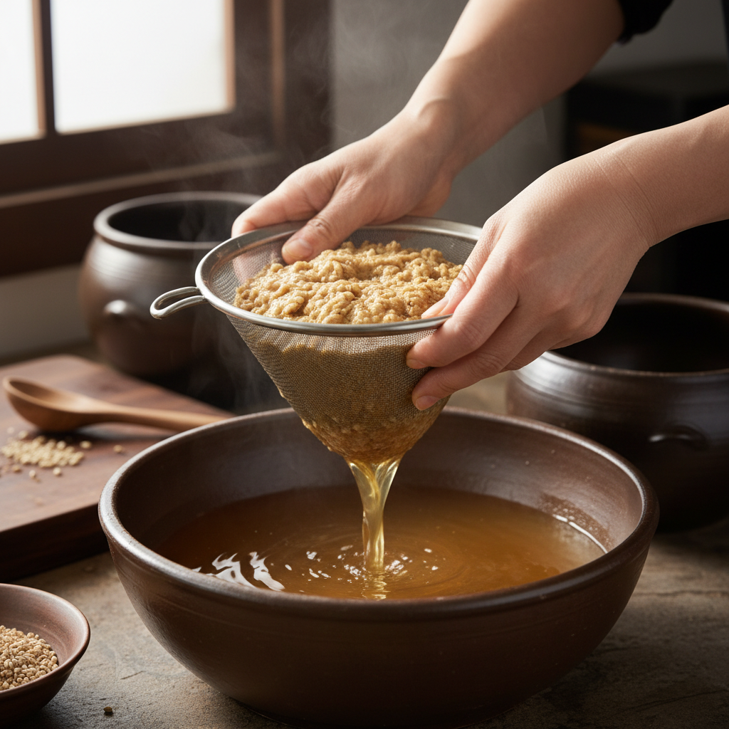 엿기름 불리고 거르기